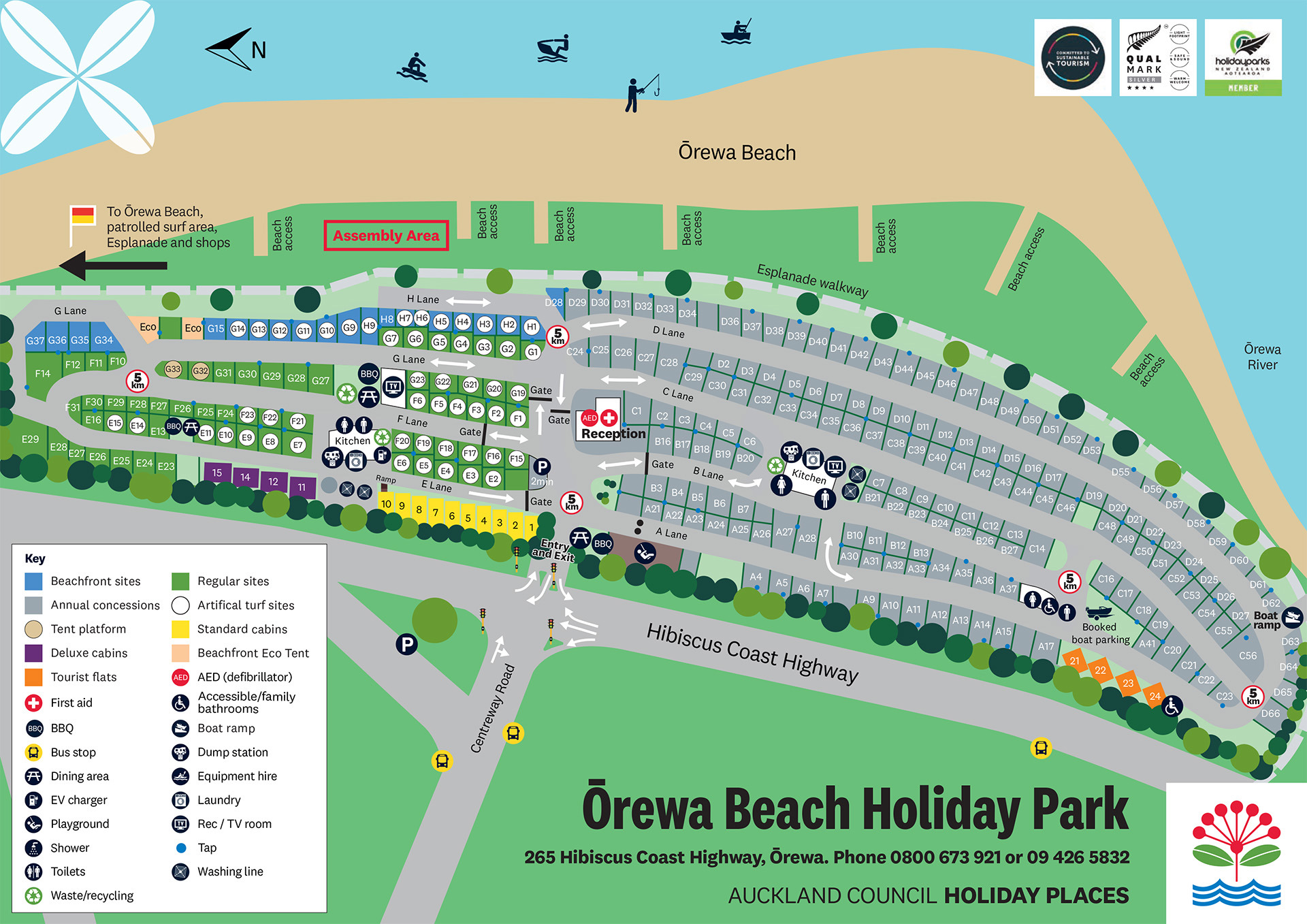 Ōrewa Beach Holiday Park - Map Page 1